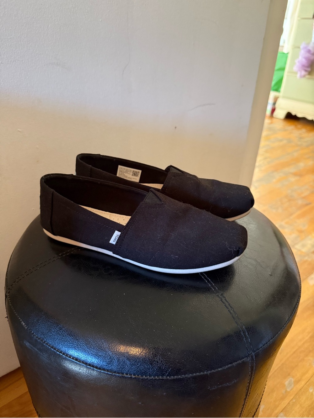 TOMS Black Canvas Slip-On Flats